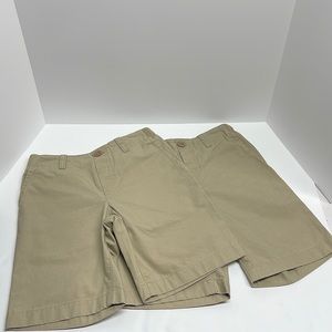 Lands’ End Boys Khaki Pull On Uniform Shorts, Medium/10-12, Lot of 2